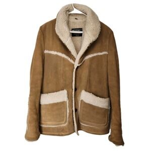 Vintage Sears Western Suede Sherpa Lined Ranch Coat Jacket Men's Medium 70s